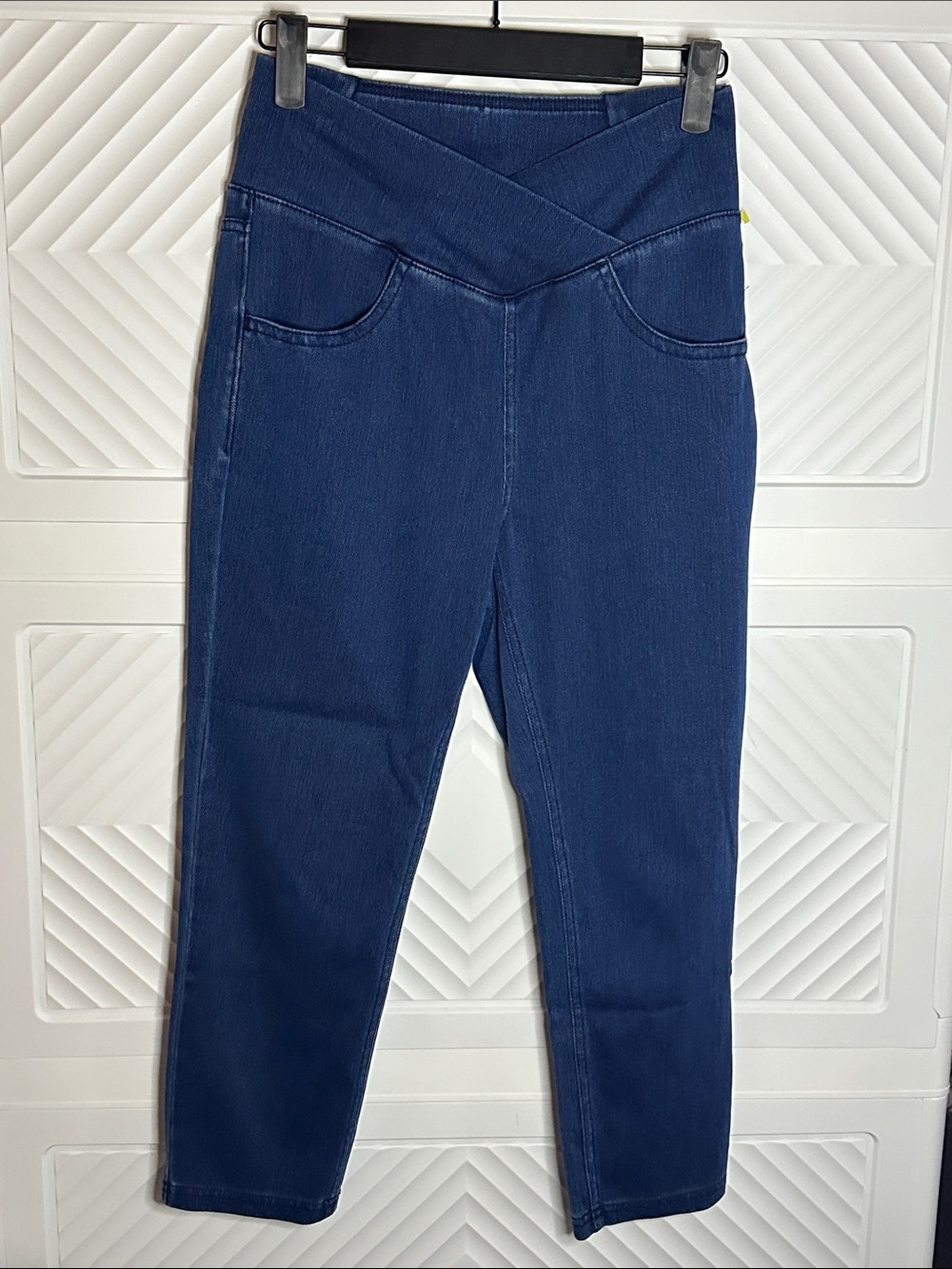 High-Rise Crossover Waist Dark Blue Jeggings